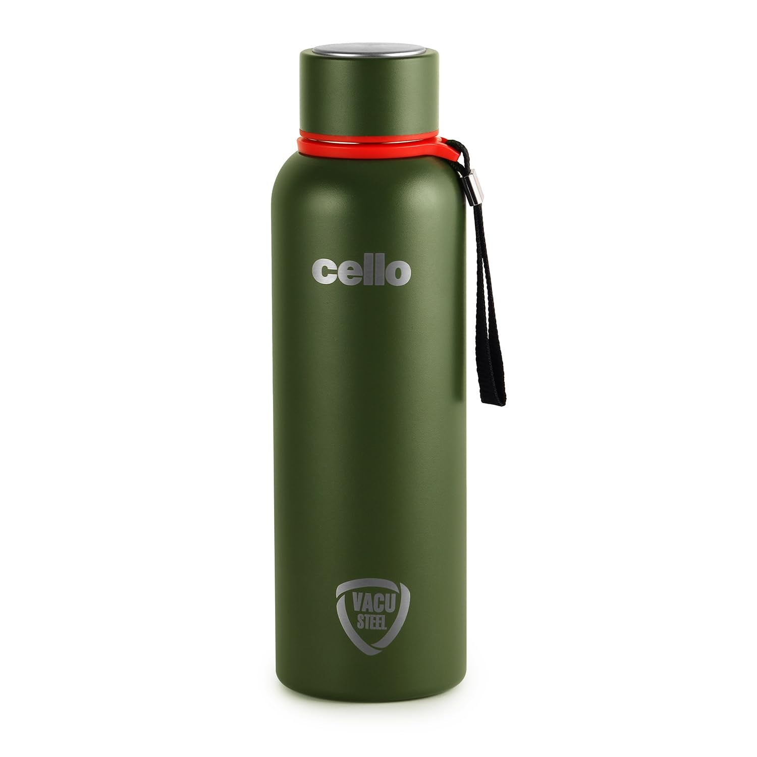 Cello Duro Kent Thermosteel Flask with DTP Coating, 900ml, Military Green | 24 Hours Hot and Cold Stainless Steel Bottle | Flask